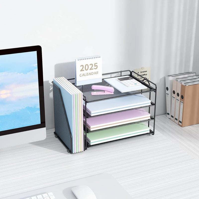 Spacrea Desk Organizers and Accessories, Paper Organizer for Desk with File organizer, Desk Accessories & Workspace Organizers for Catalog & Reference Racks (Black) - Image 4